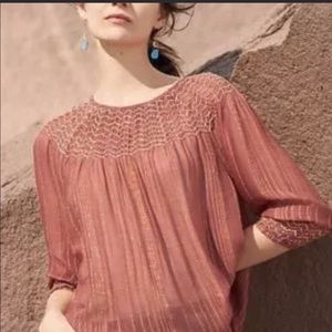 Beautiful peasant blouse with gold embroidery